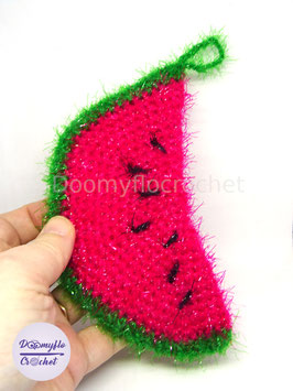 Crocheted Tawashi watermelon sponge