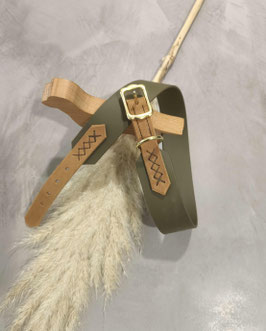 Halsband Biothane & Leder mit Kreuznaht