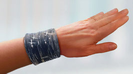 kleine Armbandtasche 6.5 schwarz Glitzer silber