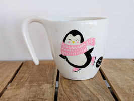 Handbemalte Tasse „Pinguin“ – Farbwahl: Rosa, Grün oder Blau
