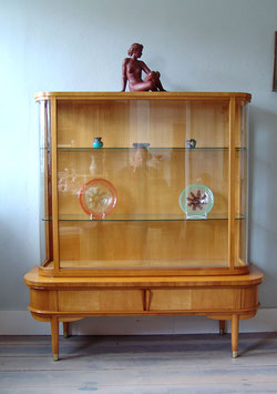 Kirschholz Vitrinenschrank, 50er Jahre