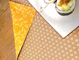 REIKO - Place mat Asanoha khaki / Tonbo yellow