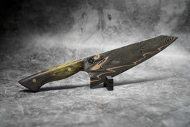 Cu-Mai Kiritsuke mit Chevron-Damast Aussenlagen + Damast-Schneidlage (Maserbirke gelb)