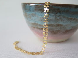 Bracelet chaine géométrique ajourée, doré à l'or fin 24 carats