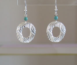 Boucles d'oreilles Lignes courbes ,ovales, ajourées, avec turquoises