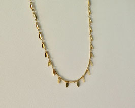 Collier navettes en laiton doré à l'or fin 24 carats