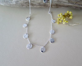 Collier petites médailles gravées, argent