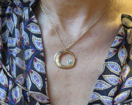 Pendentif Lune Or et Turquoise
