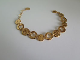 Bracelet martelé et ajouré doré à l'or fin 24K