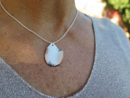 Collier argent Pétale blanc en porcelaine