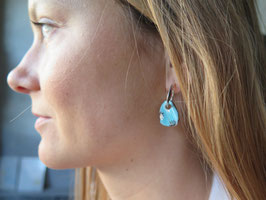 Boucles d'oreilles en porcelaine et  argent, bleu turquoise