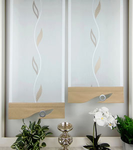2-teilige moderne Scheibengardine, Gardine weiß / sand / beige