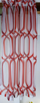 Gardine / Seitenschal mit Faltenband rot / weiß für kleine Fenster