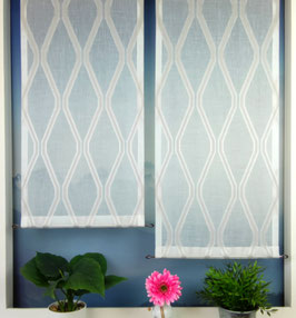 2-teilige moderne Scheibengardine, Gardine ecru / beige "Raute"