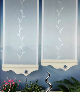 2-teilige moderne Scheibengardine, Gardine weiß / natur-beige Modell 3