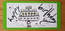 Postkarte "happy birthday grün"
