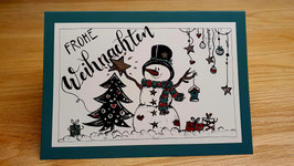 Klappkarte A5 "Schneemann mit Baum"