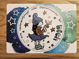 Postkarte A5 "Weihnachtskugel blau-grün"