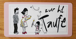 Postkarte "zur heiligen Taufe rosa"