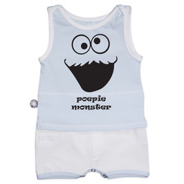 Romper singlet ijsblauw poepiemonster