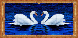 Лебеди на голубом фоне