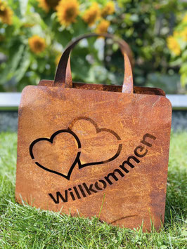 Handtasche "Willkommen mit 2 Herzen"