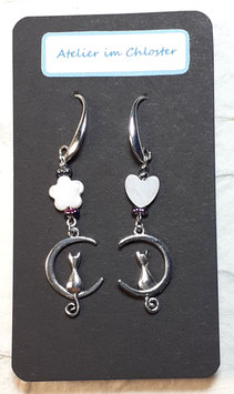Ohrhänger "Katzenmond" und Perlmutt