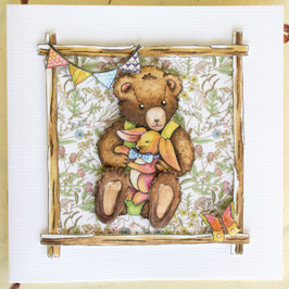 Karte "Teddy mit Hasi"