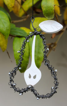 Drahtobjekt "Birne mit Blatt"