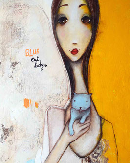 Blue cat lady - 55 cm x 46 cm