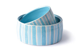Hundenapf Prince, Keramik, blau gestreift