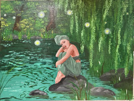 Frau am Waldsee