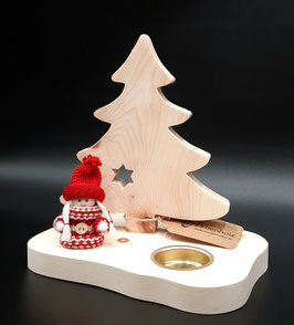 Weihnachtliches Teelicht aus Zirbenholz mit LED Licht