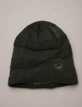 Strickmütze Armeegrün mit Logostick