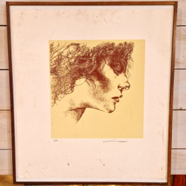 Litografia con volto di donna