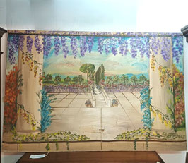 Affresco a strappo con giardino con colonne