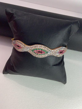 Bracelet en argent 925 – pierres blanches, vertes et rouges