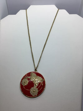 Collier pendentif vintage – motif papillon émaillé