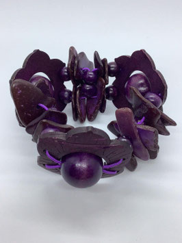 Bracelet hippie chic en bois – violet