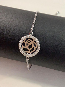 Bracelet argenté – strass blancs