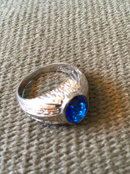 Bague en argent 925 avec pierre bleu électrique – diamètre 15 mm