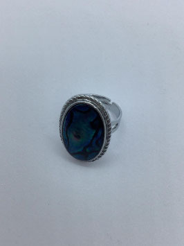 Bague argentée avec pierre de labradorite – taille 10 réglable