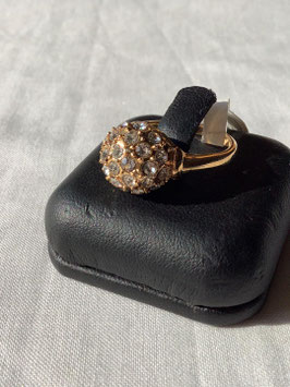 Bague en métal doré avec boule strass – taille 18