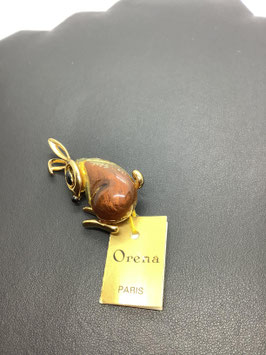 Broche lapin vintage en plaqué or – signée Orena Paris