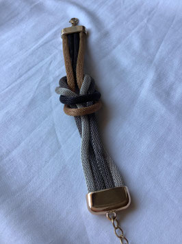Bracelet en corde multicolore & détails dorés