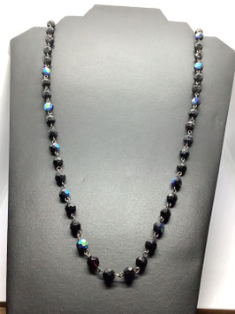 Collier vintage en perles noires irisées