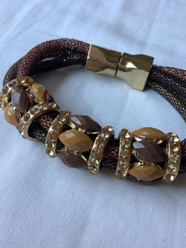 Bracelet en métal doré & corde – fermoir aimanté
