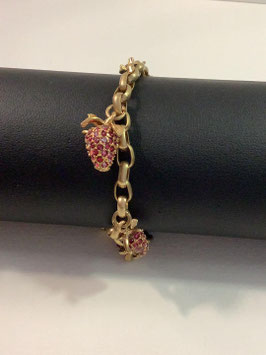 Bracelet plaqué or – grappes de raisin framboise