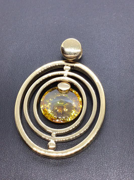 Pendentif vintage en plaqué or signé Pierre Lang – pierre citrine