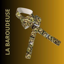 Ceinture sans boucle "La Baroudeuse" verte camouflage